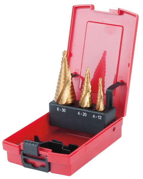 KS Tools HSS TiN trappenborenset, kunststof cassette 3-delig, 330.2424