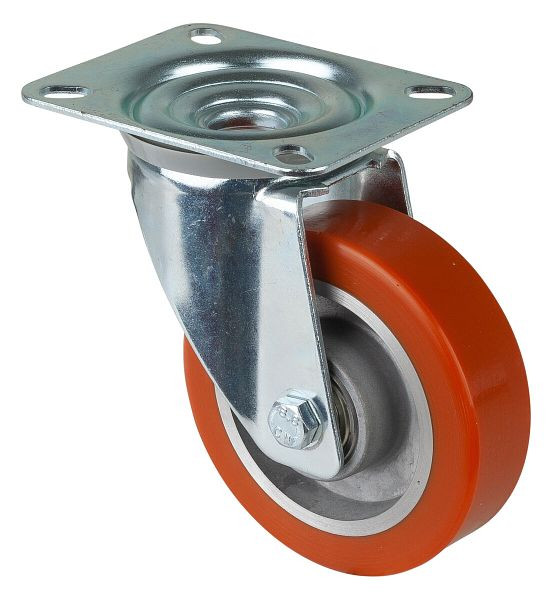 BS-rollen transportrol, wielbreedte 30 mm, wiel-Ø 100 mm, draagvermogen 125 kg, loopvlak polyurethaan gegoten, wiellichaam aluminium, kogellagers, L400.B90.100