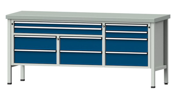 ANKE werkbanken kistwerkbank, model 285 V, 2000 x 700 x 900 mm, RAL 7035/5010, ZBP 50 mm, 304.595