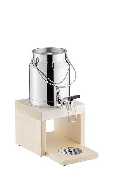 APS melkdispenser -BRIDGE-, 31 x 20 cm, hoogte: 39 cm, 3 liter, 18/8 roestvrij staal, esdoorn, massief, 1 koelelement in de bodem, 10836