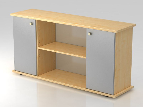 Hammerbacher dressoir 2 deuren 166cm gestreept handvat esdoorn/zilver, 166,1x44,8x84 cm (BxDxH), VSB2T/3/S/SG
