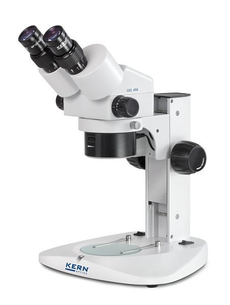 KERN Optics stereo zoommicroscoop, Greenough 0,75 x - 5 x, verrekijker, oculair HSWF 10 x / Ø 23 mm met schimmelwerend, high eye point voeding, OZL 456