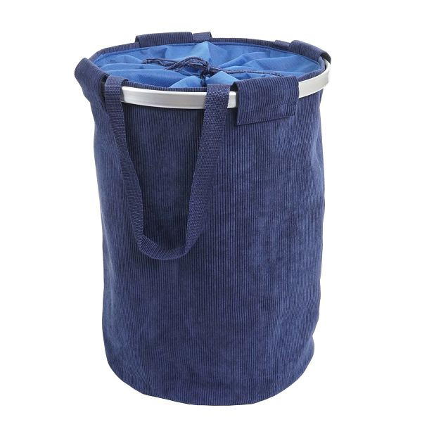 Mendler wasmand HWC-C34, wasmand, waszak, wascontainer met trekkoord, handvat 55x39cm 65l, koord blauw, 73197