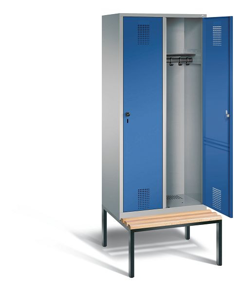 C+P Evolo kleerkast, H2090xW810xD815mm, kleur: wit aluminium / gentiaanblauw, 48050-22 S10362