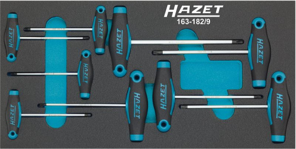 Hazet schroevendraaierset, met T-greep, binnen TORX® profiel, T6 - T30, aantal gereedschappen: 9, 163-182/9