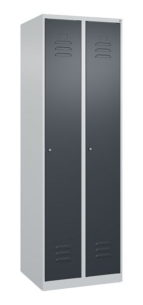 C+P luierkluis Classic PLUS met middenwand, 2 vakken, 1850x600x500mm, 7035/7016, cilindersloten, 080000-20F S10016