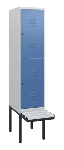 C+P dubbeldekskast Classic PLUS, 1950x400x815mm, 7035/5023, cilindersloten, met basisframe en zwevende zitting, 0803405-12 S10080