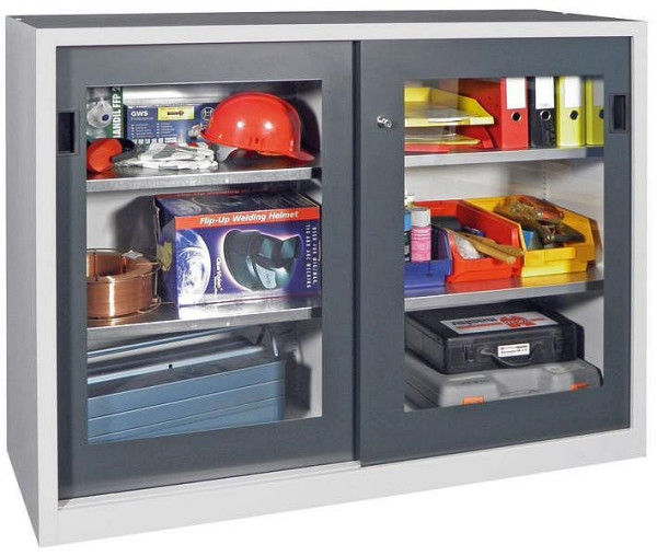 Pavoy Schiebetürenschrank 1200/400/1500, Böden gepulvert, Sichtfenster, 30301-150-491-910