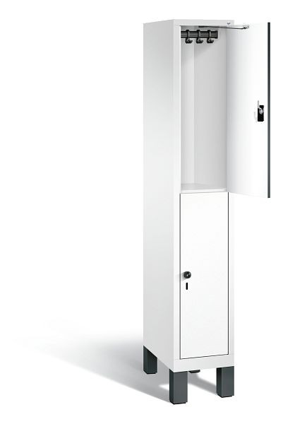 C+P locker 2-laags Evolo, H1850xB320xD500mm, kleur: verkeerswit / decor wit, 48310-10 S10108
