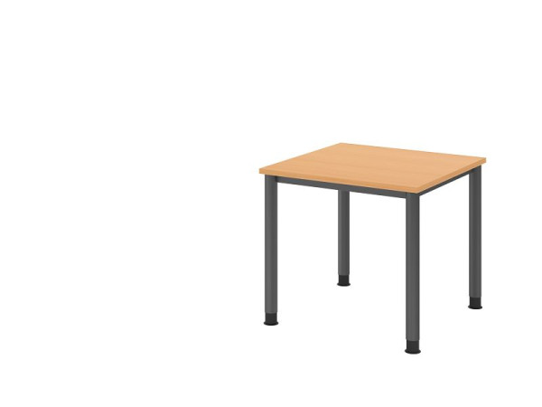 Hammerbacher bureau HS08, 80 x 80 cm, blad: beukenhout, 25 mm dik, 4-poots frame in grafiet, werkhoogte 68,5-81cm, VHS08/6/G