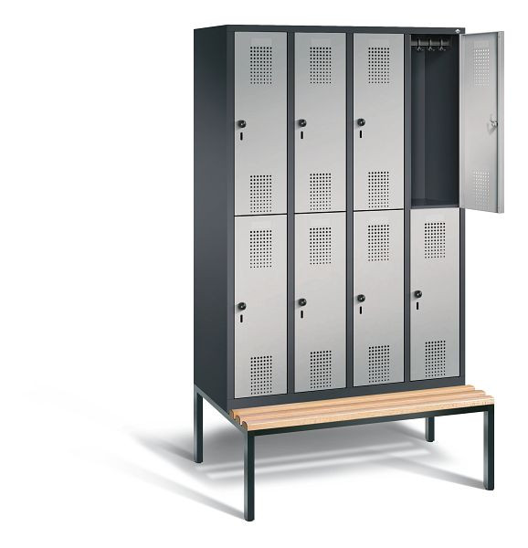 C+P locker dubbeldekker Evolo, H2090xW1190xD815mm, kleur: zwart-grijs/wit aluminium, 48350-40 S10147