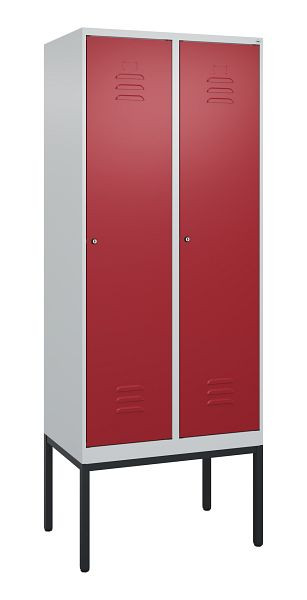 C+P Umkleidespind Classic PLUS, Gestell, 2 Abteile, 2120x800x500mm, 7035/3003, Zylinderschlösser, 0800307-22 S10016