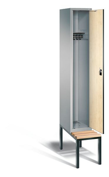 C+P Evolo garderobe, H2090xB320xD815mm, kleur: wit aluminium / Donau esdoorn decor, 48050-10 S10164