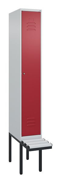 C+P Umkleidespind Classic PLUS, 2120x300x815mm, 7035/3003, Zylinderschloss, 3 Doppel-Haken, 0800407-10 S10016
