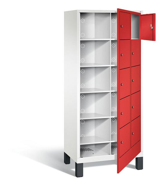 C+P wasverzamelkast Evolo, H1850xW810xD500mm, kleur: verkeerswit / vuurrood, 48060-205 S10233