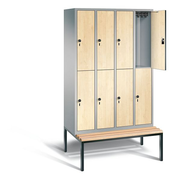 C+P locker, dubbellaags Evolo, H2090xW1190xD815mm, kleur: wit aluminium / Donau esdoorn decor, 48350-40 S10453