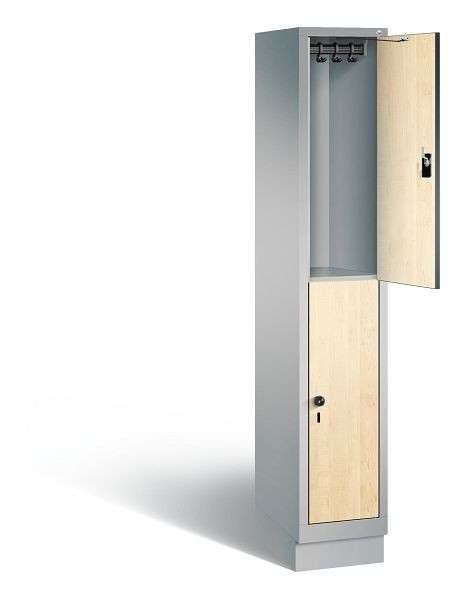 C+P locker, dubbellaags Evolo, H1800xB320xD500mm, kleur: wit aluminium / Donau esdoorn decor, 48320-10 S10115