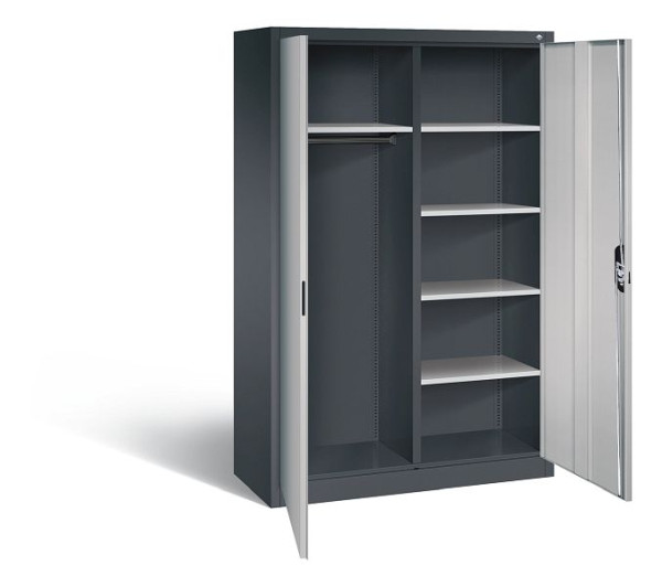 C+P archief/garderobekast Acurado, H1950xB1200xD500mm, kleur: zwart grijs/wit aluminium, verzonken handgreep, 9480-30 S10026