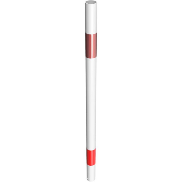 Stone HGS beschermrailing van stalen buis Ø 48 mm, dwarsbalk, lengte 1000 mm, wit met rode lichtlijsten, bevestiging: om in beton te zetten, 448.43b