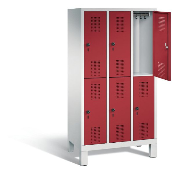 C+P schoolkluis dubbeldekker Evolo, H1650xB900xD500mm, kleur: lichtgrijs/robijnrood, 483106-30 S10034