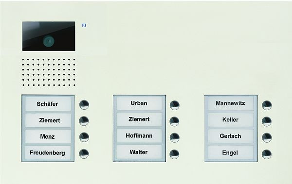 TCS video-buitenpost serie AVU met 12 belknoppen (rechts uitgelijnd), 3 kolommen, UP wit, AVU16120-0019