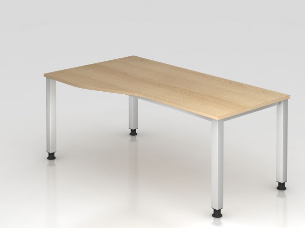 Hammerbacher bureau 4-poots vierkant 180x100/80cm eiken, vrije vorm, links of rechts te monteren, VQS18/E/S