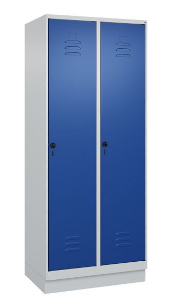 C+P luierkluis Classic PLUS met middenwand, bodem, 2 vakken, 1950x800x500mm, 7035/5010, veiligheidsdraaigrendel, 080020-22F S10003