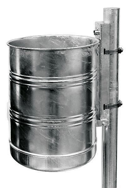 Renner afvalcontainer ca. 20 L, ongeperforeerd, voor wand- en paalmontage, thermisch verzinkt, 7003-01FV
