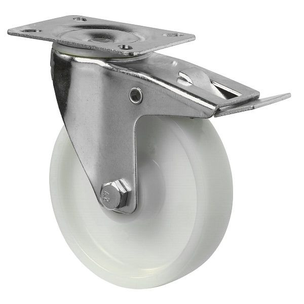 BS-rollen transportrol met rem, breedte 35 mm, Ø125 mm, tot 175 kg, loopvlak/wiellichaam kunststof, rollager, VE = 4 stuks, L420.B10.125