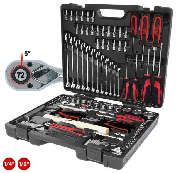 KS Tools 1/4"+1/2" CHROMEplus universele gereedschapsset, 97-delig, 918.0797