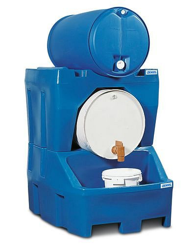 DENIOS tankstation type RS van polyethyleen (PE), inclusief vatenstandaard van PE, voor 2 vaten van elk 200 liter, 163336