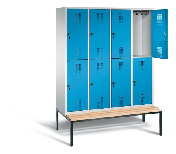 C+P locker dubbeldekker Evolo, H2090xW1590xD810mm, kleur: lichtgrijs/lichtblauw, 48350-42 S10054