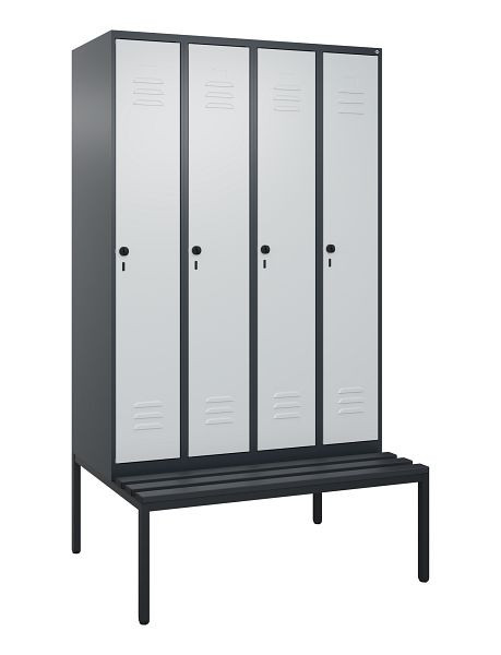 C+P luierkastje Classic PLUS met middenwand, bank, 4 vakken, 2120x1200x815mm, 7016/7035, draaibare sluiting, 0800507-40F S10043