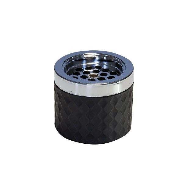 APS windasbak, Ø 9,5 cm, hoogte: 8 cm, glas, mat zwart, mat, verchroomd metaal, met bajonetsluiting, 00564
