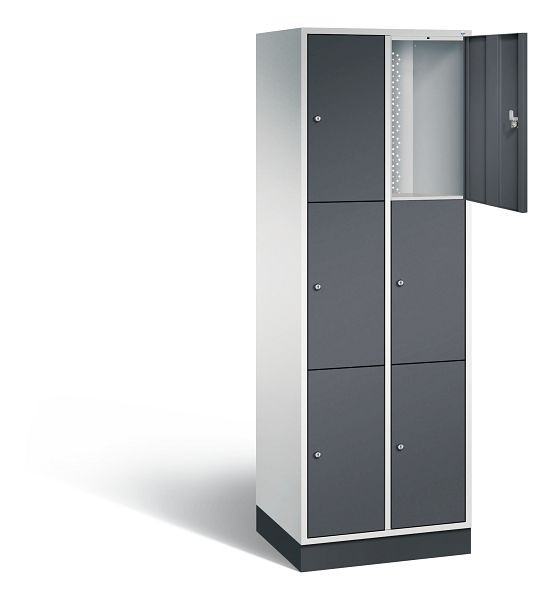 C+P lockerkast Intro, H1950xB620xD490mm, kleur: lichtgrijs / zwartgrijs, 8370-201 S10073
