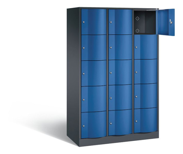 C+P lockerkast Resisto, H1950xB1148xD540mm, kleur: zwartgrijs / gentiaanblauw, 8570-372 S10015