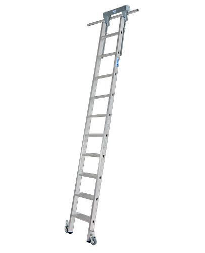 Krause trapladder, aluminium, verrijdbaar, met railsysteem, 10 treden, 257504