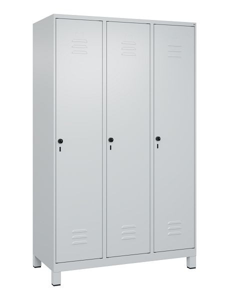 C+P Umkleidespind Classic PLUS, Füße, 3 Abteile, 1950x1200x500mm, 7035/7035, Drehriegel, 080010-32 S10009