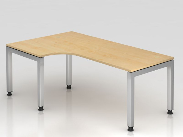 Hammerbacher hoektafel U-voet vierkant 200x120cm 90° esdoorn, hoekvorm 90°, zwevende plaat, VJS82/3/S