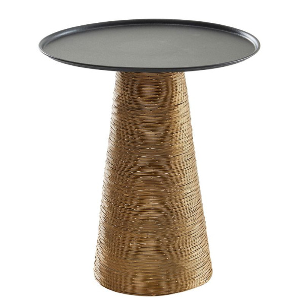Wohnling bijzettafel goud zwart 40 x 40 x 45 cm bijzettafel aluminium, kleine salontafel metaal rond, woonkamertafel bank modern, WL6.680