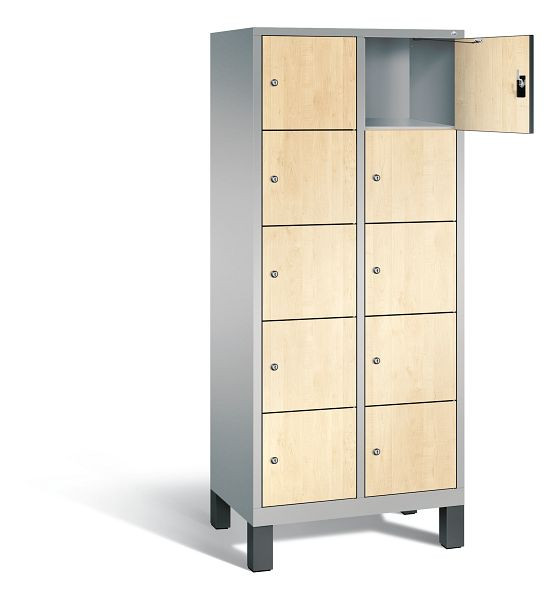 C+P lockerkast Evolo, H1850xW810xD500mm, kleur: wit aluminium / Donau esdoorn decor, 48010-225 S10144