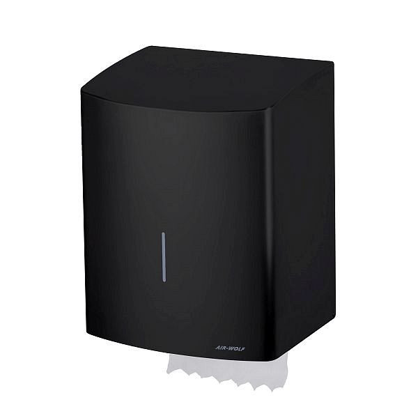 Air Wolf zelftappende handdoekroldispenser, Alpha-serie, H x B x D: 383 x 306 x 236 mm, zwart RVS, 60-151