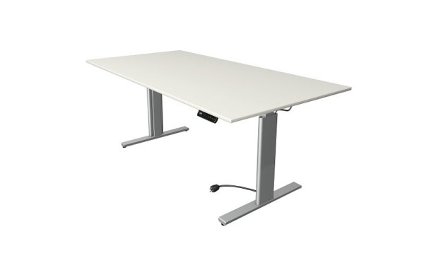 Kerkmann zit/sta tafel Move 3 zilver, B 2000 x D 1000 mm, elektrisch in hoogte verstelbaar van 720-1200 mm, wit, 10233510
