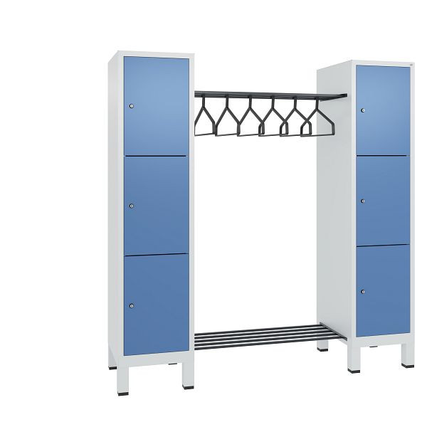 C+P Garderobe Evolo, 6 Fächer, H1850xB1790xT500 mm, Lichtgrau/Fernblau, 48406-02 S10021