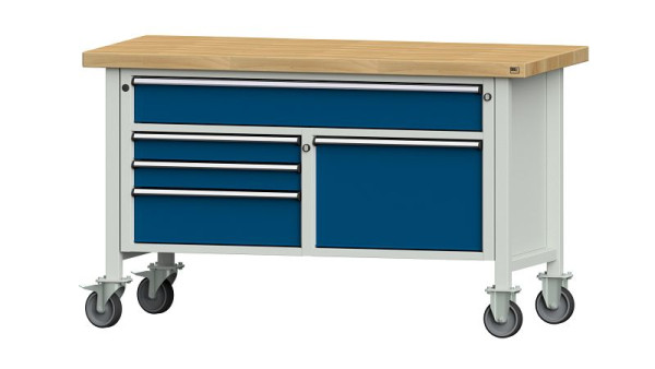 ANKE werkbanken kistwerkbank, model 256 V, 1500 x 700 x 900 mm, RAL 7035/5010, BMP 50 mm, verrijdbaar, 304.179
