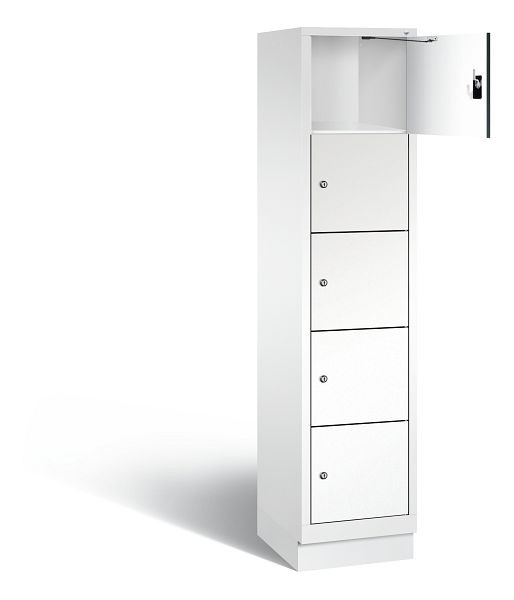C+P lockerkast Evolo, H1800xB420xD500mm, kleur: verkeerswit / decor wit, 48020-125 S10150