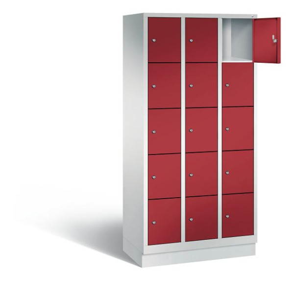 C+P lockerkast Evolo, H1800xB900xD500mm, kleur: lichtgrijs/robijnrood, 48020-305 S10009