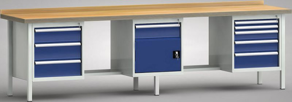 KLW professionele werkbank - 3000 x 700 x 905 mm L x D x H (ERGO uitvoering), WP462E-3000M45-E2092