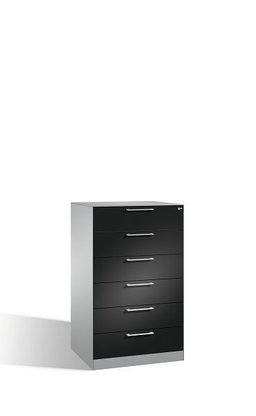 C+P archiefkast Asisto, H1310xB800xD600mm, kleur: wit aluminium / zwartgrijs, beugelgreep, 146223-623 S10204