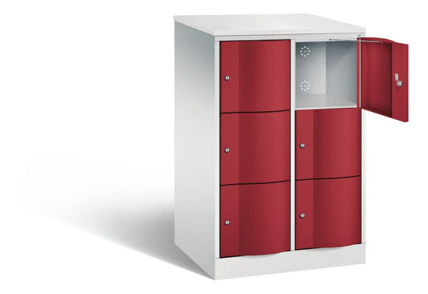 C+P XL lockerkast Resisto, H1255xW772xD640mm, kleur: lichtgrijs/robijnrood, 8573-273 S10123